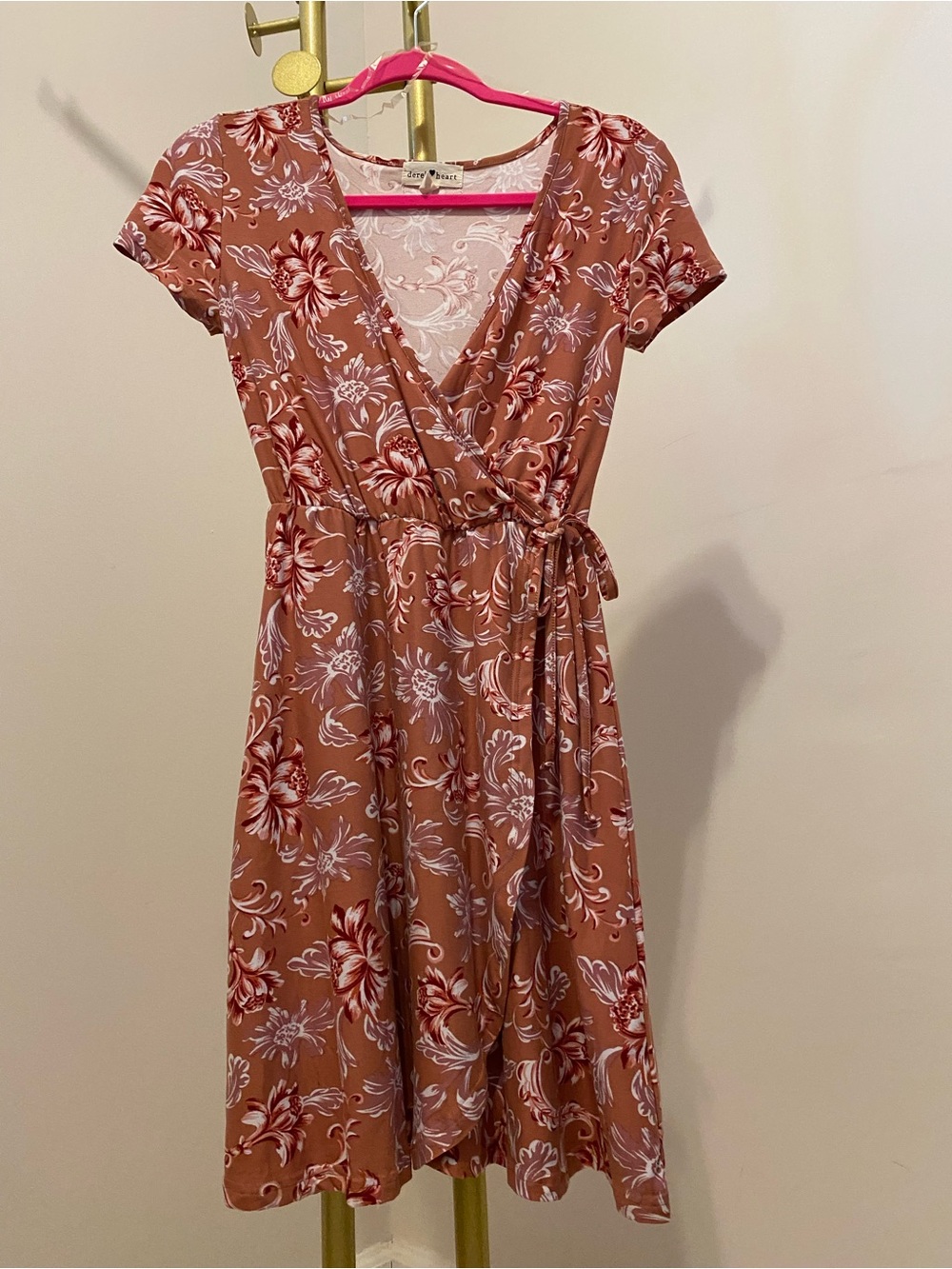 Floral Wrap Dress in Rose Brown